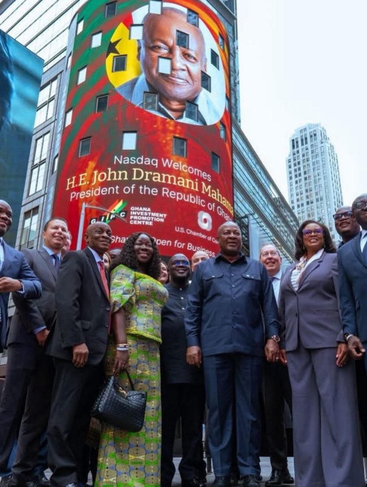 Mahama Rings Nasdaq Bell, Touts Investment Reforms to U.S. Market
