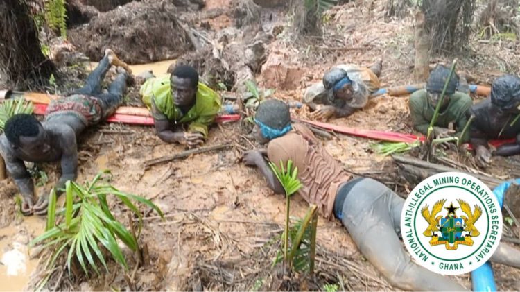 Mass Surrender as Task Force Raids Illegal mining sites in Western Region