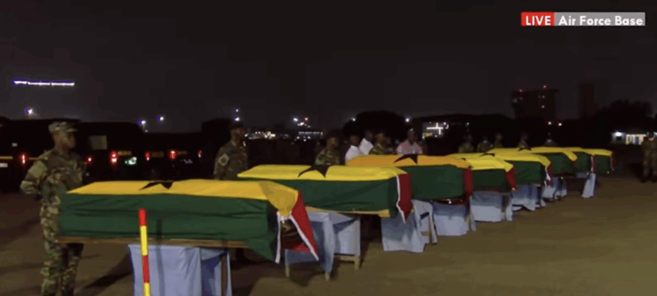 Remains of Military Helicopter Crash Victims Transferred to 37 Military Hospital